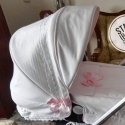 Capota Star Ibaby Neo 3 Piqué Rosa Pasacintas y lazos