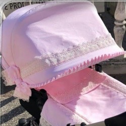 Capota Bubaboo Camaleón Piqué Rosa con puntilla y lazos