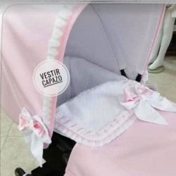 Capota Bugaboo Camaleón Polipiel Rosa y plumeti banco