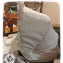 Capota Jane Micro Capazo Piqué Rosa Puntilla Beige Extensible