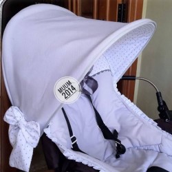 Capota Jane Muum 2014 Piqué Gris y Plumeti con Lazos