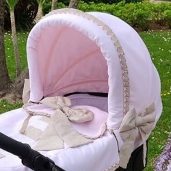 Capota Hip Hop Tech Capazo Piqué Rosa y volante plisado