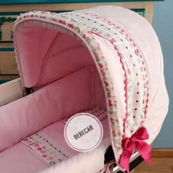 Capota Bebecar Piqué Rosa y estampado Fucsia