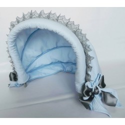 Capota Piqué Celeste con Puntilla Gris