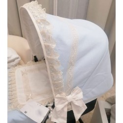 Capota Jane Micro Capazo Piqué Rombos Azul Celeste y puntilla