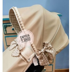 Capota Bugaboo Extensible Polipiel Camel tipo piqué con vichy cámel