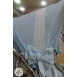 Capota Bebecar Spot Plumeti Celeste azul con pasacinta y cinta azul