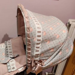 Capota Bugaboo Camaleón Flamencos con cinta rosa empolvado