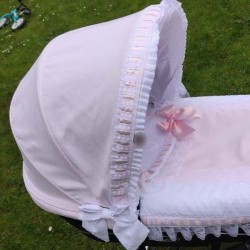 Capota Bebecar Piqué Rosa Plumeti Blanco
