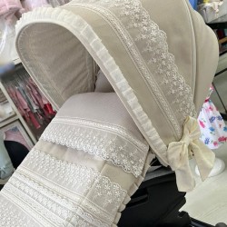 Capota Bebecar Top City Extensible Piqué Cámel y puntilla