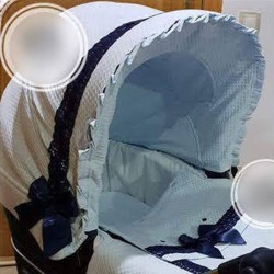 Capota Bebecar Ip Op Piqué celeste puntilla marino