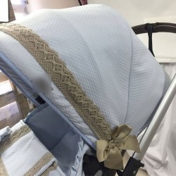 Capota Bugaboo Camaleón Piqué azul celeste puntilla cámel