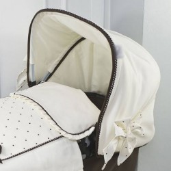 Capota Bugaboo Camaleón Beige Crema borde chocolate y lazos bodoques