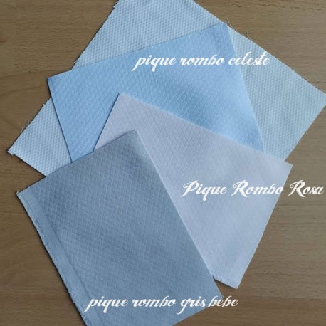 Variantes Piqué Rombo Pequeño (rosa, celeste y gris solamente)