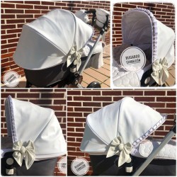 Capota Bugaboo Camaleón Polipiel Blanca con piqué arena lazos