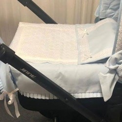 Funda Colcha Cubrepies Capazo Opción Saco (Bebecar, Bugaboo, Jane) azul y batista blanca y otros