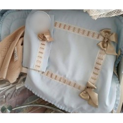 Funda Colcha Cubrepies Capazo Opción Saco (Bebecar, Bugaboo, Jane) Azul y otros con pasacinta