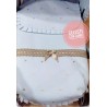 Funda Colcha Cubrepies Capazo Opción Saco (Bebecar, Bugaboo, Jane, Bebé Confort, etc) Celeste con cámel y otros