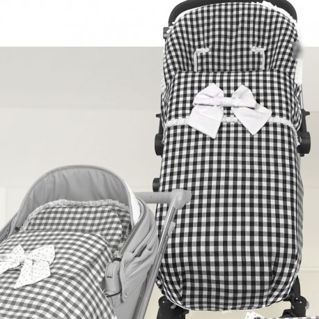 Saco Silla Babyhome Vida, Bugaboo, Bebecar, Universal 02-201 Vichy Blanco Negro o Gris, Plumeti Blanco