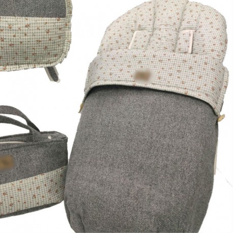 Saco Silla Asalvo Dinamic, Bugaboo, Bebecar, Universal 02-240 Loneta Gris y Flores