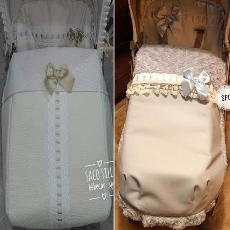 Saco Silla Inglesina Quid, Bugaboo, Bebecar, Universal Variantes Blanco Camel y Polipiel Azul Pelo Azul