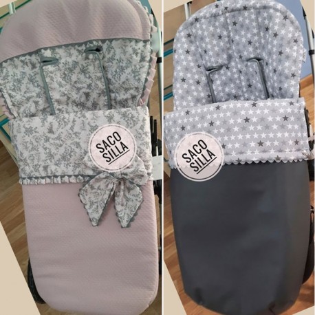 Saco Silla Cybex Eezy, Jane, Bugaboo, Variantes Rosa Estampado y Polipiel Gris Estrellas