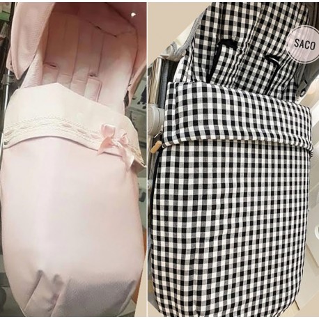 Saco Silla Graco Travelite, Jane, Bugaboo, Variantes Polipiel Rosa y Piqué y Vichy Negro Completo