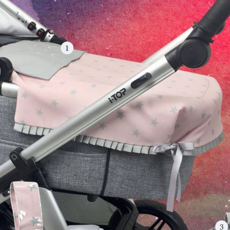 Colcha Opción Capazo Chicco Best Alysia, Bugaboo, Bebecar, Universal 02-157 Rosa o Azul Estrellas Grises