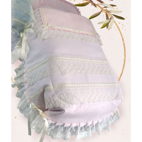 Colcha Opción Capazo Chicco Trio Love, Bugaboo, Bebecar, Universal 02-170 Rosa y puntilla