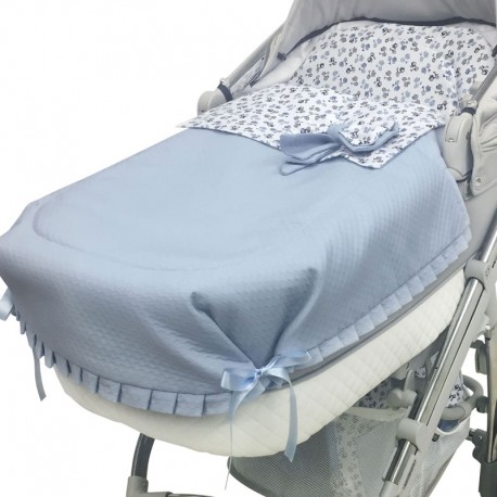 Colcha Opción Capazo Jane Trider, Bugaboo, Bebecar, Universal 02-198 Polipiel Gofrada y Loneta Estampada Motos