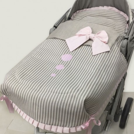 Colcha Opción Capazo Jane Epic, Bugaboo, Bebecar, Universal 02-205 Rayas Cámel y Bodoques