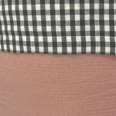 Vichy Blanco Negro, plumeti rosa empolvado