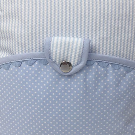 Piqué Estapado Rayas Azul y Tejido Lunares Blanco Azul