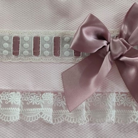 Piqué Nido Rosa con Lazo Empolvado