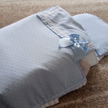 Colcha Capazo Opción Saco Bebecar Stylo Class, Bugaboo, Jane, Plumeti Celeste con Blanco y Otros