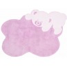 Alfombra Infantil Juvenil Rosa Blanco "Osito Nube" 100% Algodón Medidas 120x160