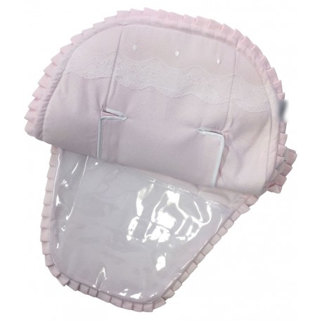 Funda Silla Asalvo París, Jane, Bugaboo, Universal 02-186 Piqué Nido, Entredos Blanco, Bodoques, Volante Plisado