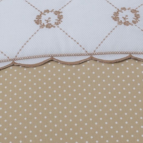 Piqué Canutillo Cámel Estampado Lunares Blancos / Piqué Nido Blanco