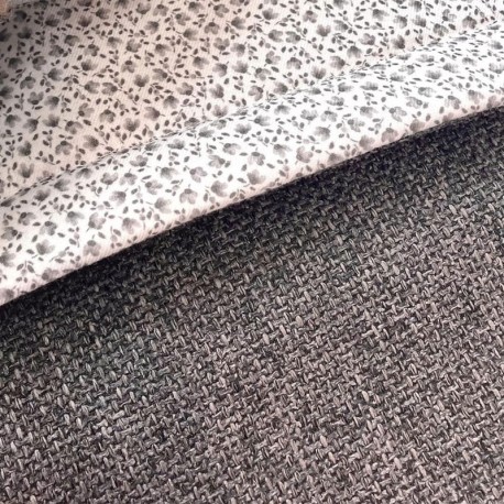 Flores Gris / Tejido Gris Vintage