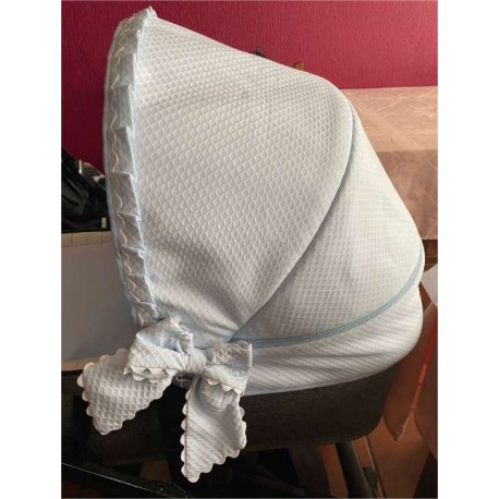 Capota Jane Micro Piqué Celeste, Rosa, etc, Piculina Blanco, Lazos Grandes